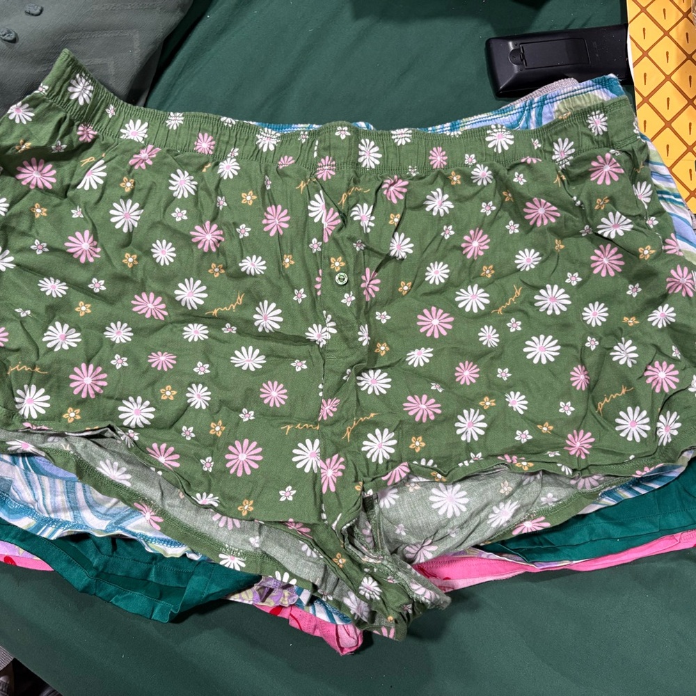 VS PINK Pajama Shorts Floral Green